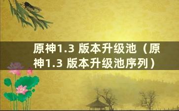 原神1.3 版本升级池（原神1.3 版本升级池序列）